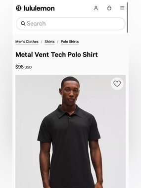 lululemon athletica Metal Vent Tech Polo — Black Men’s Medium